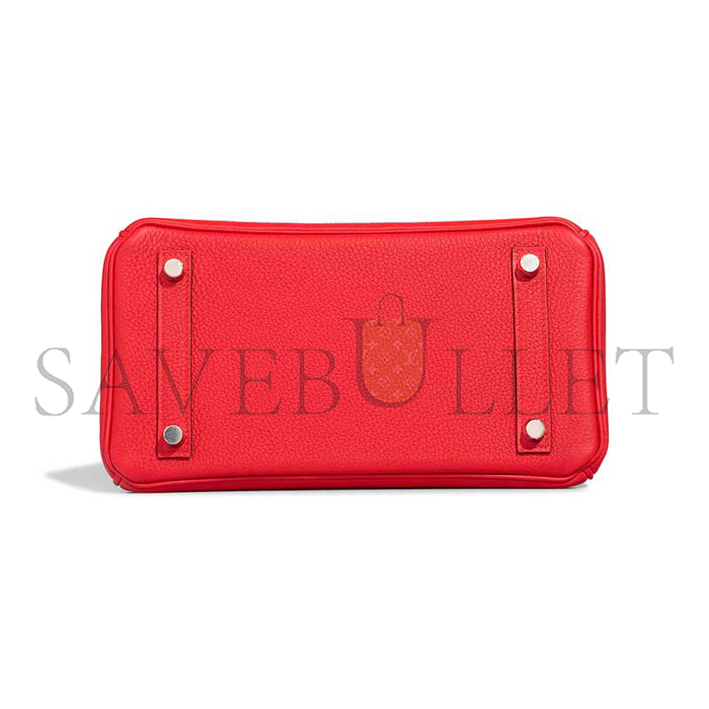 HERMES BIRKIN 25 TOGO ROUGE DE COEUR PALLADIUM HARDWARE (25*20*13cm)